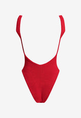 Square-Neck Crinkled One-Piece Swimsuit
