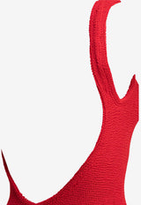 Square-Neck Crinkled One-Piece Swimsuit