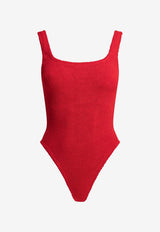 Square-Neck Crinkled One-Piece Swimsuit