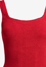 Square-Neck Crinkled One-Piece Swimsuit
