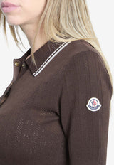 Moncler Logo Patch Knitted Polo T-shirt Brown L10939A0005-M9371-242