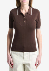 Moncler Logo Patch Knitted Polo T-shirt Brown L10939A0005-M9371-242
