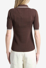 Moncler Logo Patch Knitted Polo T-shirt Brown L10939A0005-M9371-242