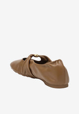 Loewe Pebble Nappa Leather Ballet Flats Brown L815466X46LE/S_LOEW-3980