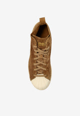 Adidas Originals X Wales Bonner Superstar High-Top Sneakers Brown JR0217 F-SUPCOL WONWHI GOLDMT