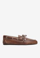 Miu Miu Vintage-Effect Leather Loafers Brown 5D123E0053F33/T_MIU-F0038