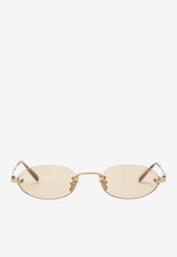 Miu Miu Logo Oval Sunglasses Pink 0MUA54SMET/S_MIU-7OE90X