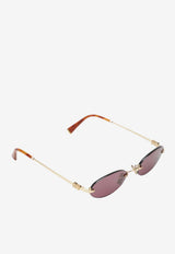 Miu Miu Oval-Frame Logo Sunglasses Pink 0MUA54SMET/S_MIU-5AK20Y