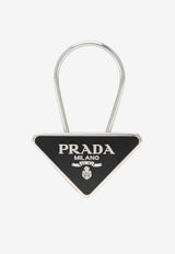 Prada Enameled Metal Triangle Keyring Black 2PS06366A/T_PRADA-F0002