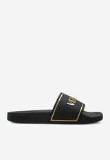 Versace Logo Beach Slides Black 1018496 1A17013-2B130