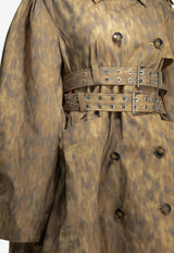 Animal Print Double-Breasted Trench Coat