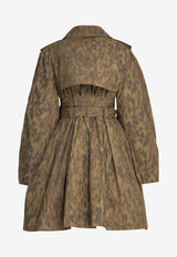 Animal Print Double-Breasted Trench Coat