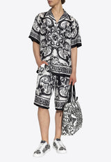 Dolce & Gabbana Majolica Print Silk Shorts Monochrome GV37AT HI1S6-HX5DQ