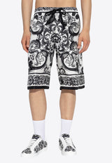 Dolce & Gabbana Majolica Print Silk Shorts Monochrome GV37AT HI1S6-HX5DQ