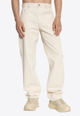 Moncler Logo Patch Corduroy Pants Cream K20912A00001 598RD-060