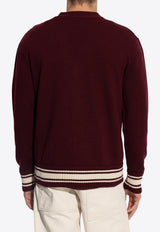 Moncler V-neck Wool Cardigan Burgundy K20919B00018 M1131-464