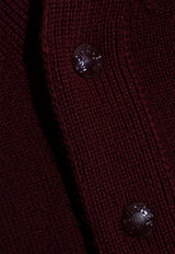Moncler V-neck Wool Cardigan Burgundy K20919B00018 M1131-464