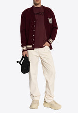 Moncler V-neck Wool Cardigan Burgundy K20919B00018 M1131-464