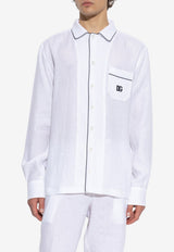 Dolce & Gabbana Logo-Embroidered Linen Shirt White G5IF1Z GJ765-W0800