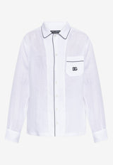 Dolce & Gabbana Logo-Embroidered Linen Shirt White G5IF1Z GJ765-W0800