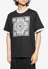 Dolce & Gabbana Majolica-Print Crewneck T-Shirt Black G8ST2Z G7O9T-N0000