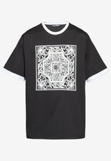 Dolce & Gabbana Majolica-Print Crewneck T-Shirt Black G8ST2Z G7O9T-N0000