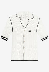 Dolce & Gabbana Embroidered Openwork Short-Sleeve Shirt White GXVD0Z JBCHE-W1001