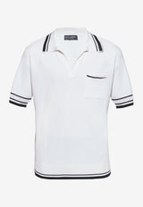 Dolce & Gabbana Embroidered Micro-Pattern Polo T-Shirt White GXZ74Z JBSLU-W0800