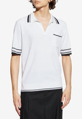 Dolce & Gabbana Embroidered Micro-Pattern Polo T-Shirt White GXZ74Z JBSLU-W0800