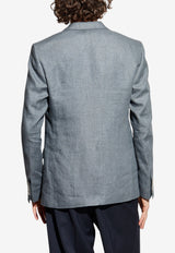 Dolce & Gabbana Single-Breasted Linen Blazer Gray G2QS6T FU4MF-N0701