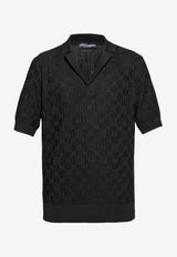 Dolce & Gabbana Silk Embossed Polo T-Shirt Black GXZ76T JBSLX-N0000