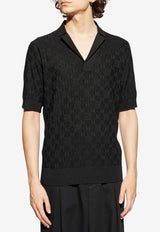 Dolce & Gabbana Silk Embossed Polo T-Shirt Black GXZ76T JBSLX-N0000