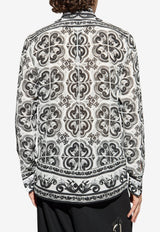 Dolce & Gabbana Silk Majolica-Print Long-Sleeve Shirt White G5MM4T HI1Y5-IU3TN
