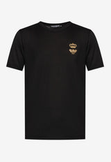 Dolce & Gabbana Logo-Printed Lurex Crown T-Shirt Black G8PV1Z G7WUQ-N0000