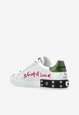 Dolce & Gabbana Portofino Graffiti Leather Sneakers White CS1759 AH029-HA9EV