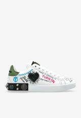 Dolce & Gabbana Portofino Graffiti Leather Sneakers White CS1759 AH029-HA9EV