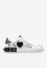 Dolce & Gabbana Portofino Embellished Leather Sneakers White CS1759 AH029-HA9EN