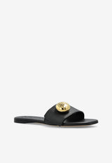 Loewe Pebble Flat Mules in Soft Calfskin Black L815465XB0 0-BLACK