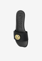 Loewe Pebble Flat Mules in Soft Calfskin Black L815465XB0 0-BLACK