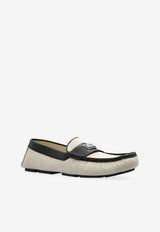 Dolce & Gabbana Logo-Appliqué Fabric & Leather Loafers Beige A50714 A9Q93-8S469