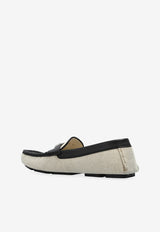 Dolce & Gabbana Logo-Appliqué Fabric & Leather Loafers Beige A50714 A9Q93-8S469