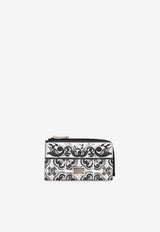 Dolce & Gabbana Majolica-Print Leather Card Case White BP3274 AN719-IU3TN