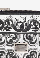 Dolce & Gabbana Majolica-Print Leather Card Case White BP3274 AN719-IU3TN