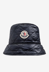 Moncler Logo Patch Quilted Nylon Bucket Hat Navy K20933B00027 788RA-778