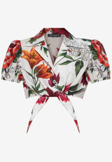 Dolce & Gabbana Floral-Print Cropped Silk Top Multicolor F5T66T HS5TQ-HA5PB