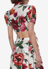 Dolce & Gabbana Floral-Print Cropped Silk Top Multicolor F5T66T HS5TQ-HA5PB