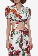 Dolce & Gabbana Floral-Print Cropped Silk Top Multicolor F5T66T HS5TQ-HA5PB