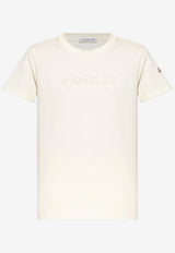 Moncler Logo Embroidered T-shirt Cream K20938C00012 89AUO-037