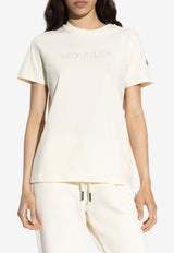 Moncler Logo Embroidered T-shirt Cream K20938C00012 89AUO-037