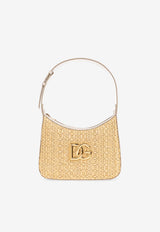 Dolce & Gabbana Raffia & Leather Logo Shoulder Bag Beige BB7598 AC705-8W047